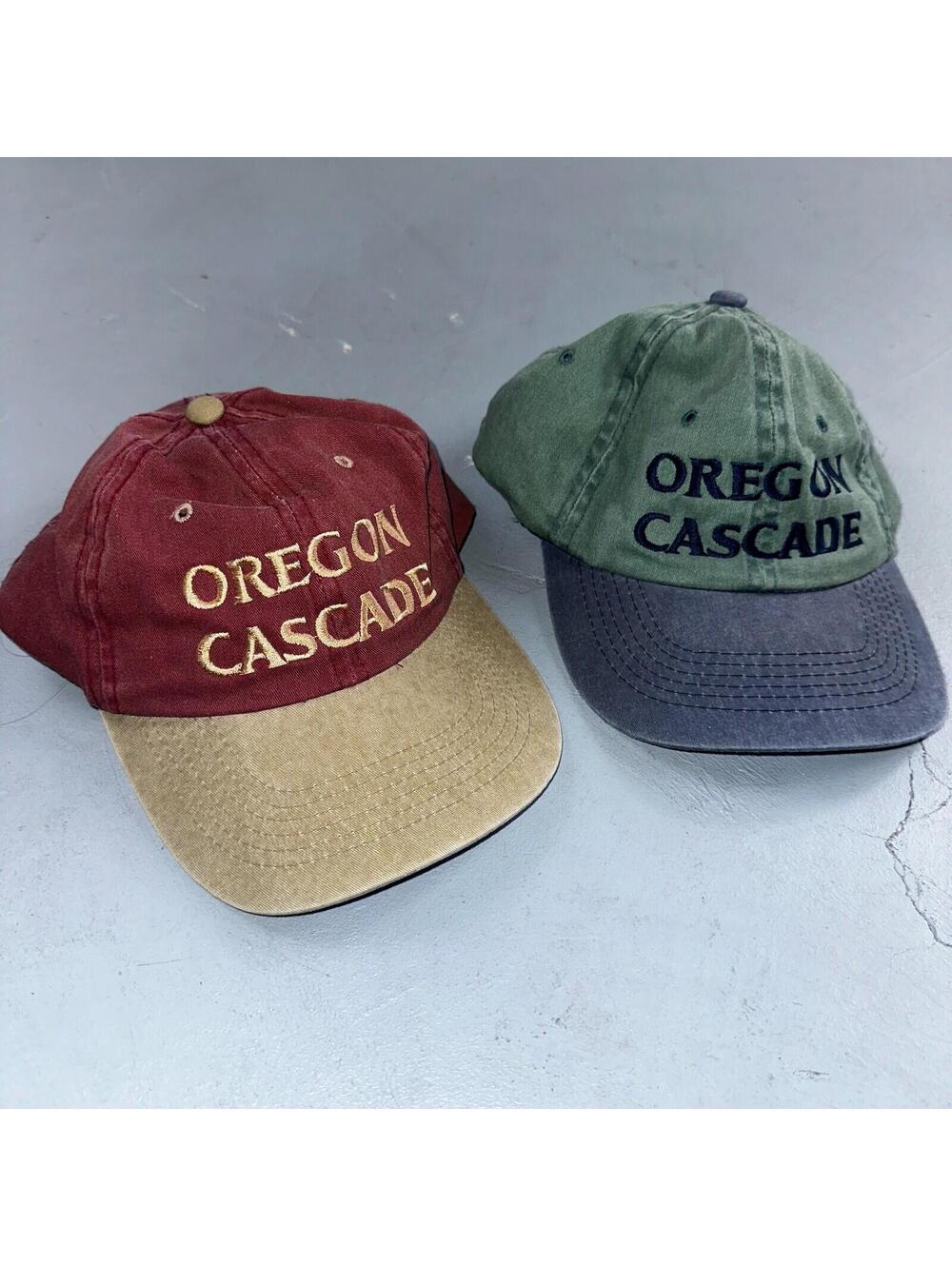 Oregon Cascade Lot of 2 VTG Hat Cap Snapback 90s Sportman Hiking Travel Mountain
